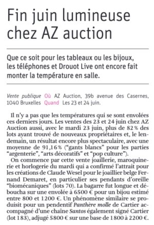 Fin juin lumineuse chez AZ auction